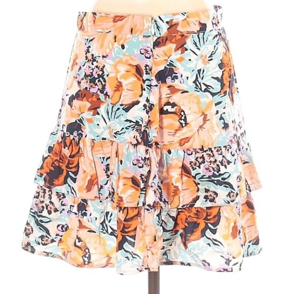 Anthropologie Porridge‎ Floral Mini Skirt Ruffle Size Small Flirty Orange Boho S - Picture 11 of 11